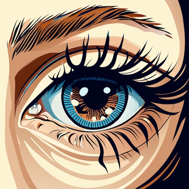 Vector fotos en primer plano de ojos y cejas dibujados a mano icono de pegatina de dibujos animados concepto ilustración aislada
