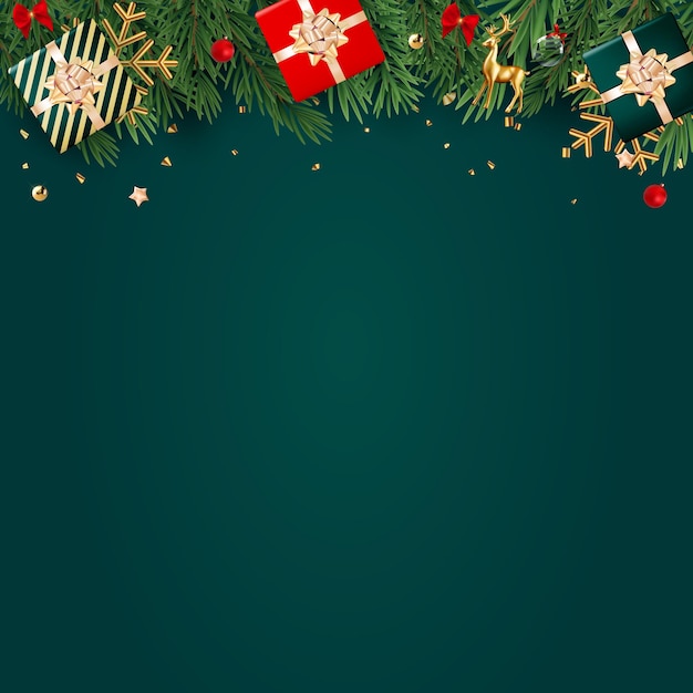 Fondo de fiesta navideña Feliz año nuevo y feliz Navidad Plantilla de póster