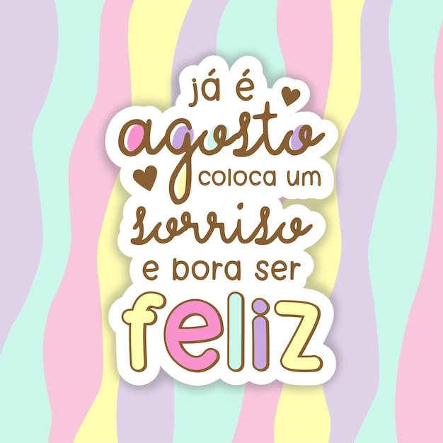 Vector frases sobre dios escritas en portugués brasileño con lindas letras en colores dulces