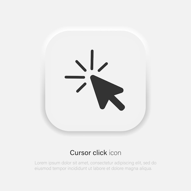Vector haga clic en el icono haga clic en el vector del icono en el moderno estilo de neumorfismo flecha de cursor para web vector eps 10