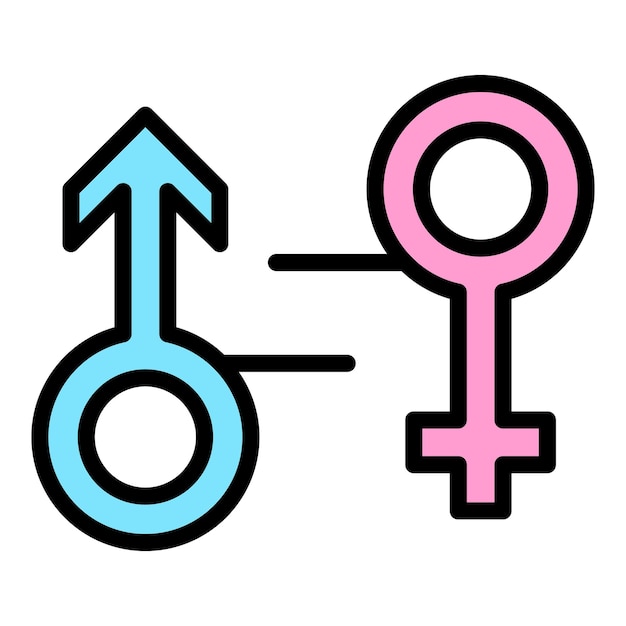 Vector icono de igualdad social de género vector de contorno igualdad de derechos equilibrio comunitario color plano