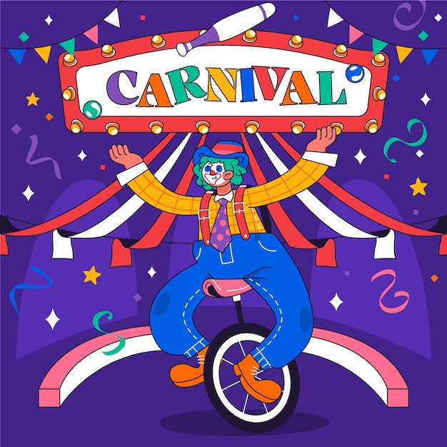 Vector ilustración dibujada a mano para una fiesta de carnaval