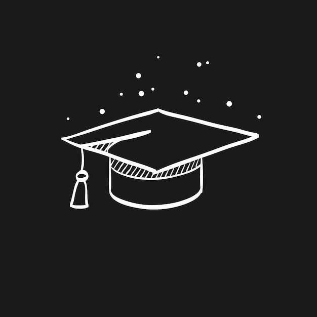 Vector ilustración de dibujo de garabato de sombrero de graduación