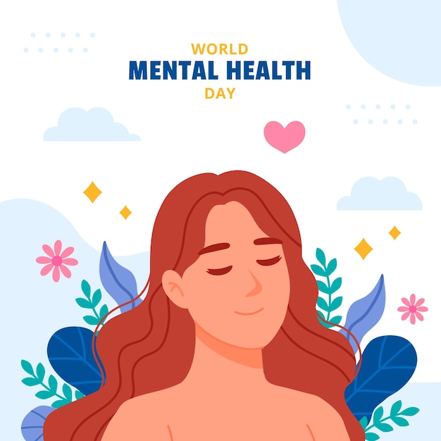 Vector ilustración de diseño plano del día mundial de la salud mental