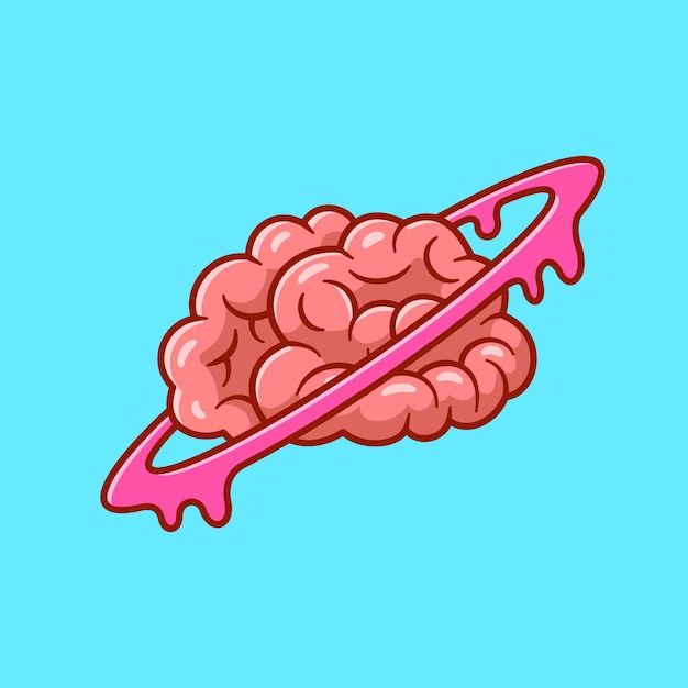 Vector ilustración del icono del vector de la historieta del planeta del cerebro. educación ciencia icono concepto aislado premium vector. estilo de dibujos animados plana