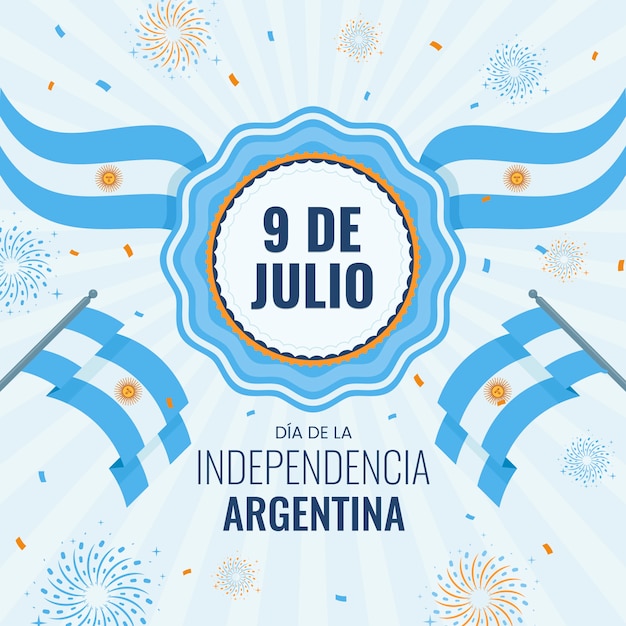 Vector ilustración plana para la celebración del día de la independencia argentina