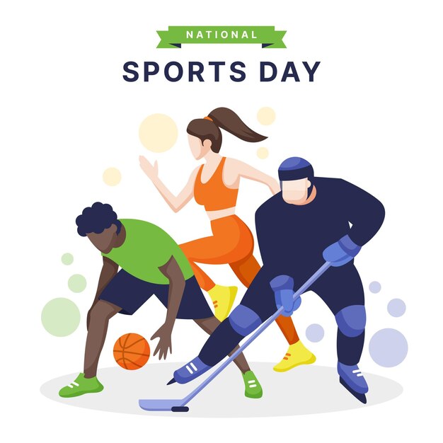 Vector ilustración plana del día nacional del deporte