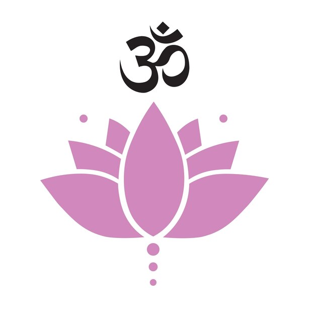Vector logotipo del estudio de yoga con un loto rosa