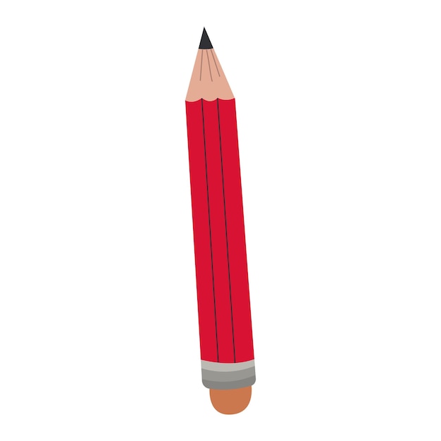 Vector lápiz rojo para la escuela icono aislado en la ilustración de vector de fondo blanco