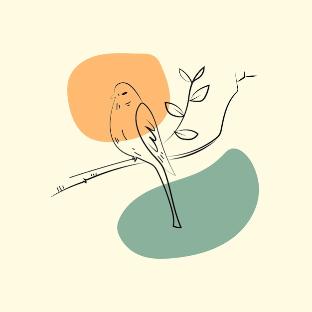 Vector line art bird vector cartoon ilustración heron decoración para diseño de arte de pared, ilustración de libros