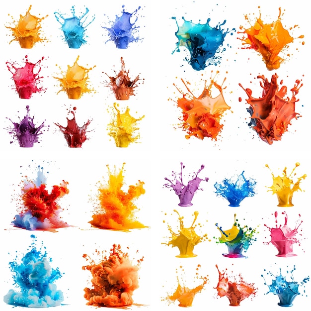 Vector salpicaduras mancha mancha salpicadura explosión tinta spray arco iris humo vibrante creatividad acuarela pintura