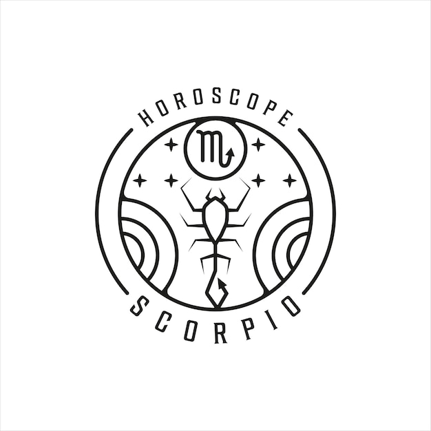 Vector scorpion zodiac of scorpio logo line art diseño de icono de plantilla de ilustración vectorial minimalista simple. signo del horóscopo misticismo y símbolo de la astrología