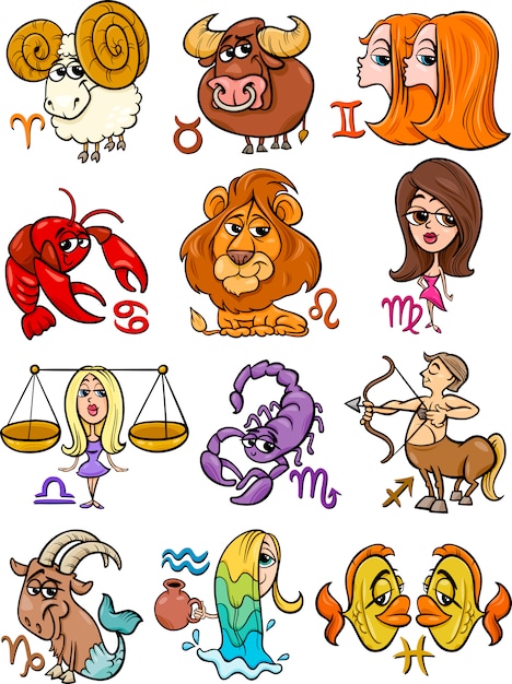 Vector signos del zodiaco horóscopo conjunto