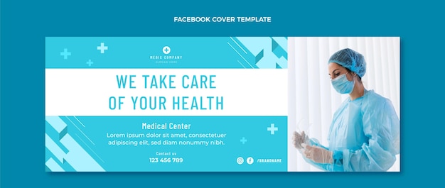 Vector portada de facebook médica de diseño plano