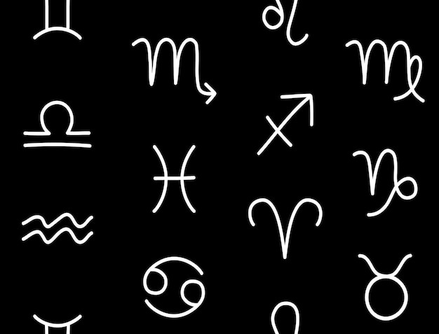 Vector patrón sin fisuras de los signos del zodiaco