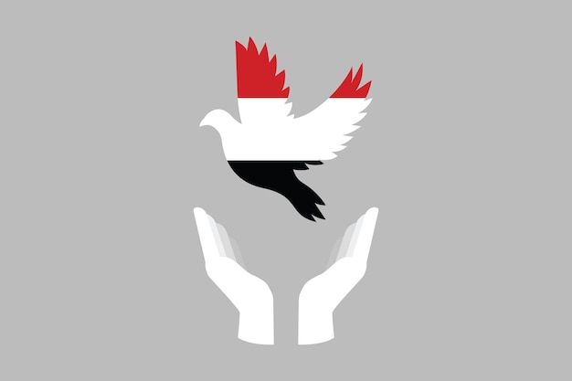 Vector paz para yemen forma de paloma con bandera de yemen bandera nacional de yemen ilustración vectorial de la bandera de yemen
