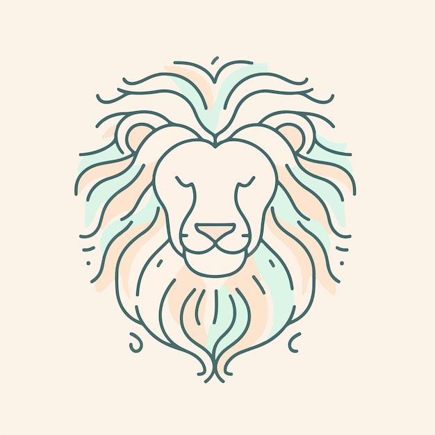Vector personaje de león en estilo de arte de línea plana abstracta