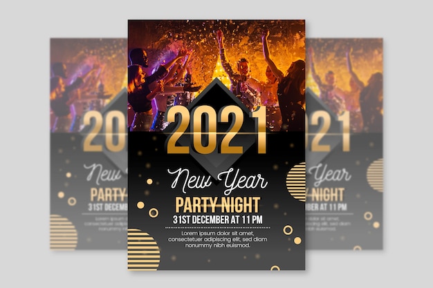 Vector plantilla de cartel de fiesta de año nuevo 2021