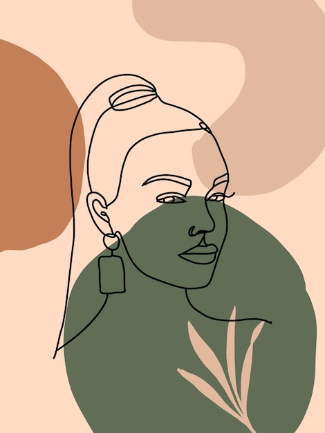 Vector rostro de mujer moderno de una línea en estilo minimalista de moda