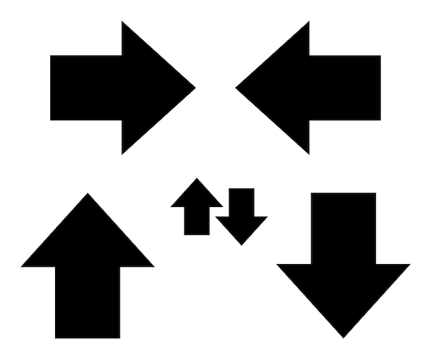 Vector vector de símbolo de flecha larga sólida que apunta hacia arriba y abajo hacia la derecha y la izquierda