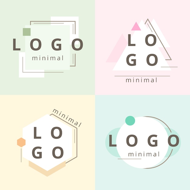 Vecteur gratuit collection de logo minimal avec des couleurs pastel