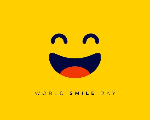 Vecteur gratuit célébrez l'événement de la journée mondiale du sourire avec un vecteur de fond de visage de dessin animé riant