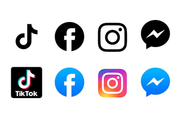 Vecteur gratuit ensemble de logos de médias sociaux