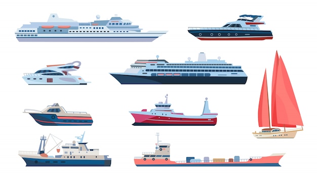 Vecteur gratuit ensemble de transport maritime et océanique