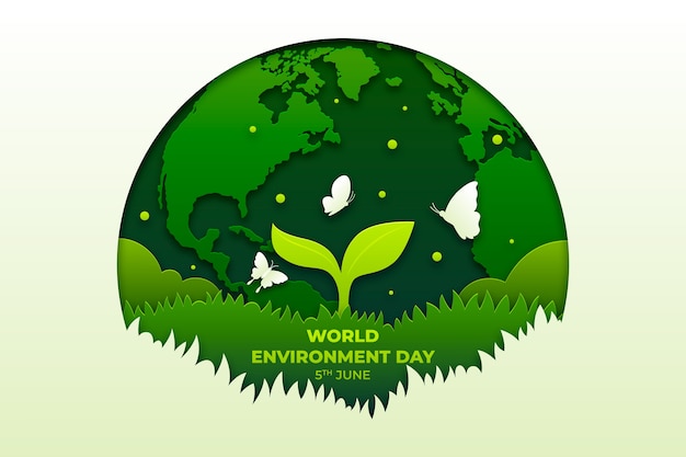 Vecteur gratuit fond de style papier journée mondiale de l'environnement