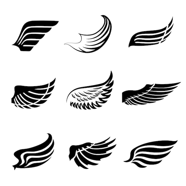 Vecteur gratuit icônes d'ailes de plume abstraite