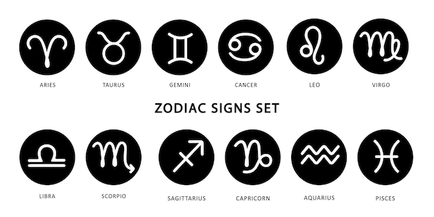 Vecteur gratuit icônes de signe du zodiaque symboles pour l'horoscope du calendrier astrologique élément de conception vectorielle