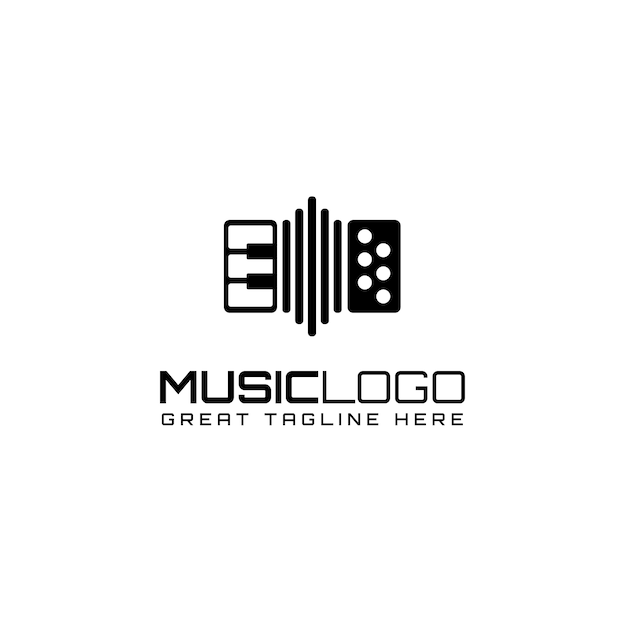 Vecteur gratuit logo de musique noir design plat