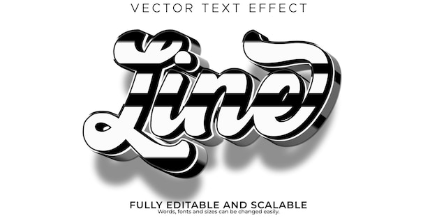 Vecteur gratuit ligne effet de texte simple style de police de typographie de lettrage moderne modifiable