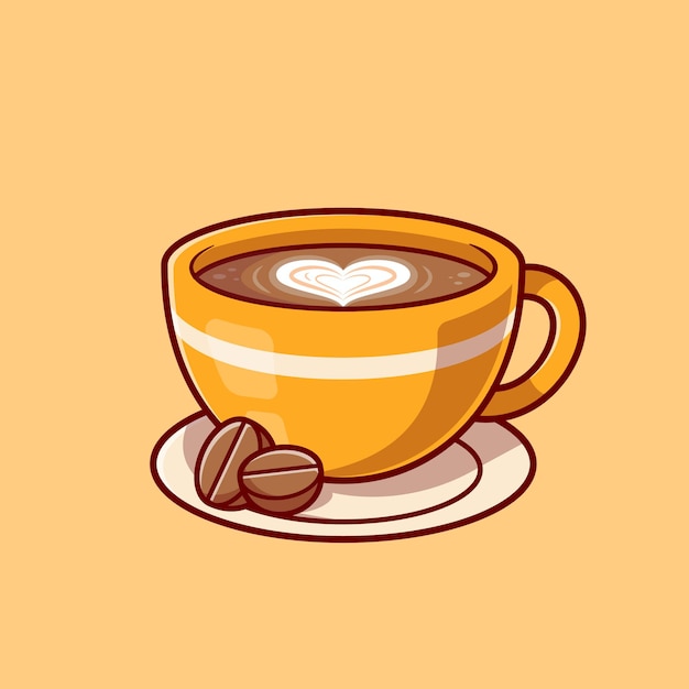 Mousse d'amour café avec illustration d'icône de dessin animé de haricots.