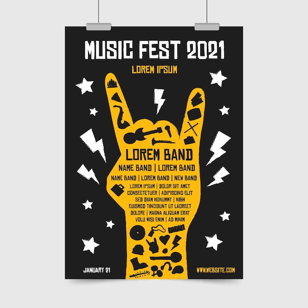 Vecteur gratuit modèle d'affiche de festival de musique illustré