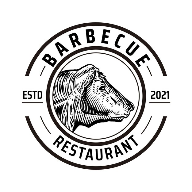 Modèle de logo de barbecue créatif