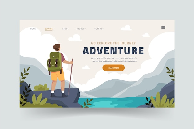 Vecteur gratuit page de destination d'aventure design plat