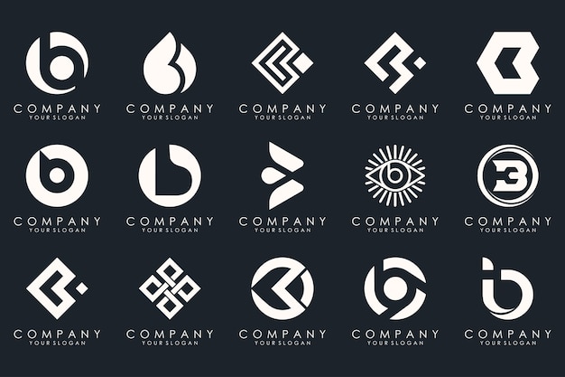 Vecteur creative lettre b logo icon set design pour les entreprises de luxe élégant simple