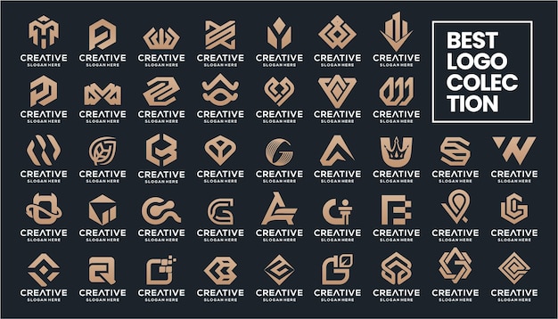 Vecteur set de collection de logos concept de design moderne abstrait avec dégradé doré