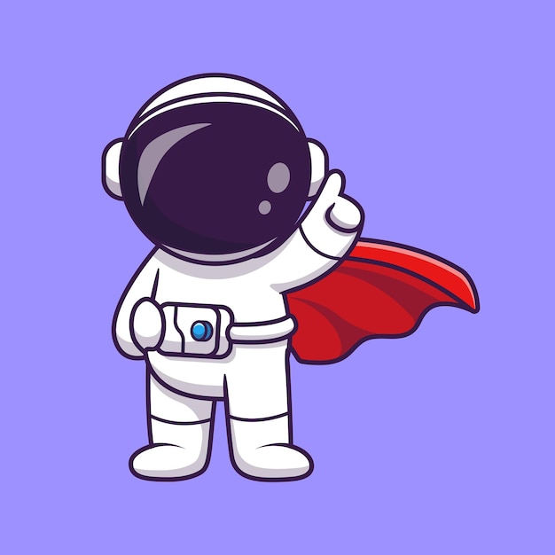 Niedliche Astronaut Superheld Cartoon Vektor Icon Illustration.
