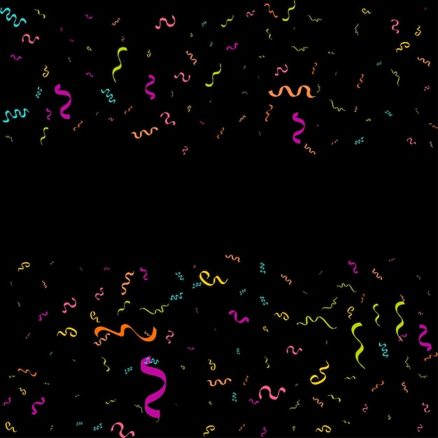 Kostenloser Vektor bunte konfetti vektor festliche illustration von fallendem glänzendem konfetti isoliert auf schwarzem schwarzem hintergrund urlaub dekoratives lametta-element für design