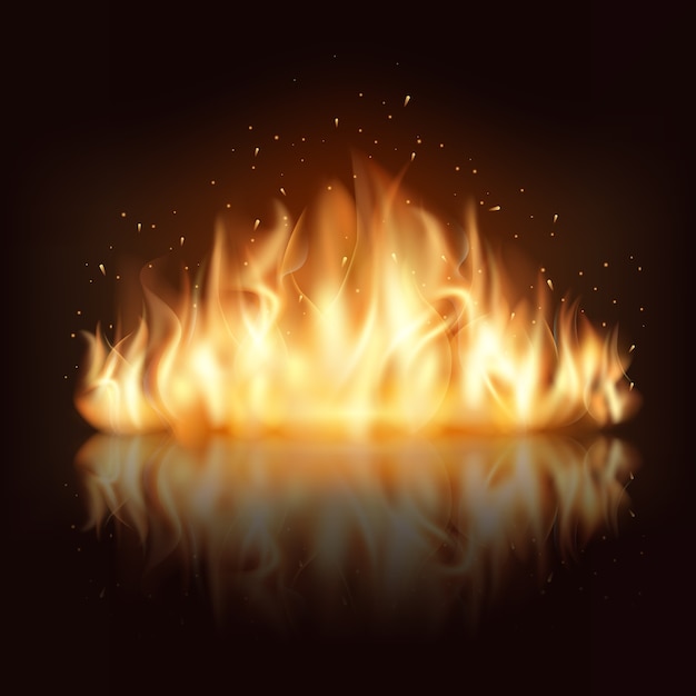 Kostenloser Vektor brennende feuerflamme. brennen und heiß, warm und heiß, energie entflammbar, flammende vektorillustration