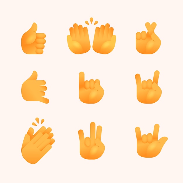 Kostenloser Vektor emoji-hände-elementsatz
