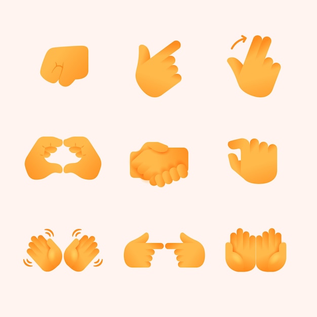 Kostenloser Vektor emoji-hände-elementsatz
