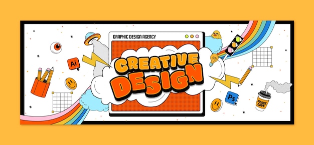 Kostenloser Vektor facebook-cover-vorlage für grafikdesigner