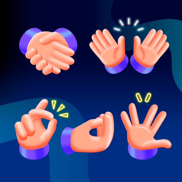 Kostenloser Vektor farbverlauf-emoji-händeelemente