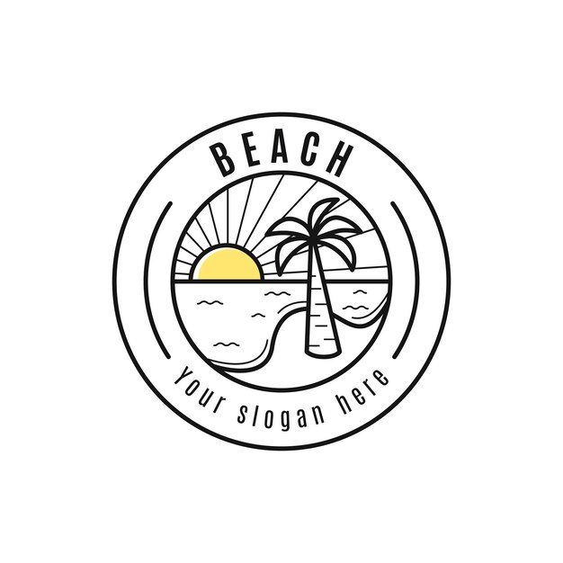 Flache Strand-Logo-Vorlage