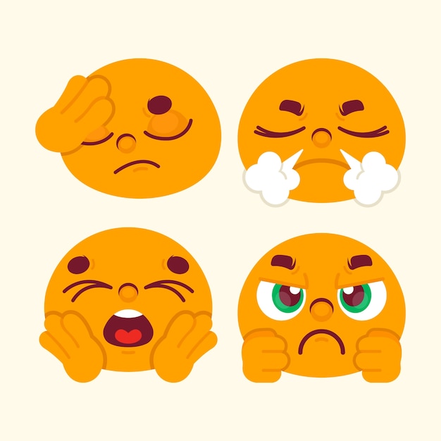 Kostenloser Vektor flaches design frustrierte emoji-illustration