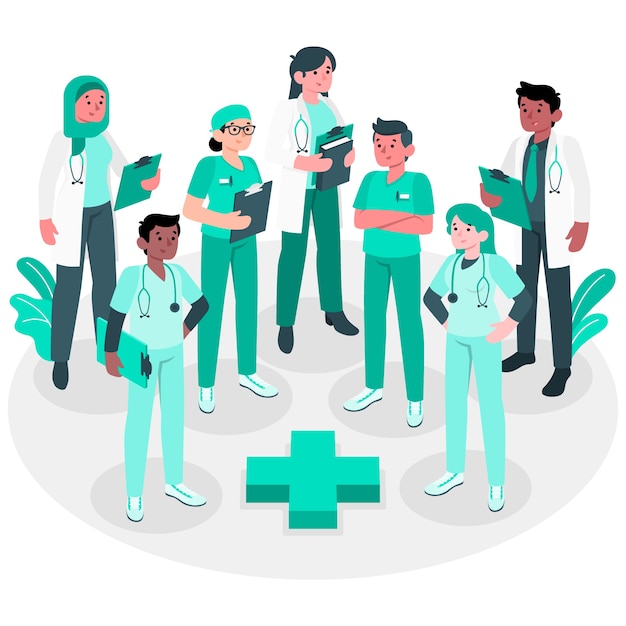 Illustration des Teams des Gesundheitsexperten-Teams