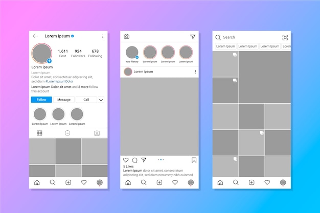 Kostenloser Vektor instagram profil interface vorlage